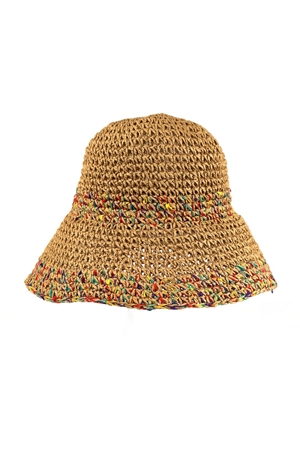 S30-1-1-MH0152-TP - MULTI COLOR MIXED STRAW BUCKET HAT-TAUPE/6PCS