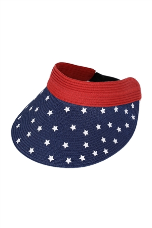 S30-1-1-MH0163-NV - AMERICAN FLAG ROLL UP VISOR WITH ADJUSTABLE ELASTIC BAND
-NAVY/6PCS