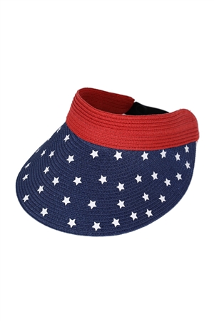 S30-1-1-MH0163-NV - AMERICAN FLAG ROLL UP VISOR WITH ADJUSTABLE ELASTIC BAND
-NAVY/6PCS