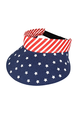 S30-1-1-MH0169- - AMERICAN FLAG ROLL UP VISOR WITH ADJUSTABLE ELASTIC BAND/6PCS