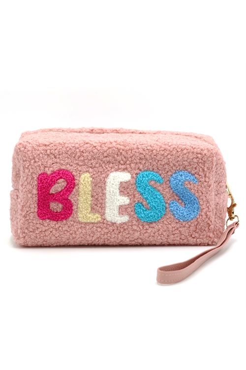 S30-1-1-MI-MP0166-BH-FAUX FUR BLESS POUCH WITH WRISTLET-BLUSH6/PCS