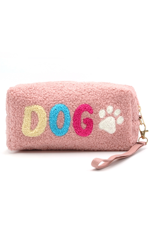 S30-1-1-MI-MP0169-BH-FAUX FUR DOG POUCH WITH WRISTLET-BLUSH6/PCS