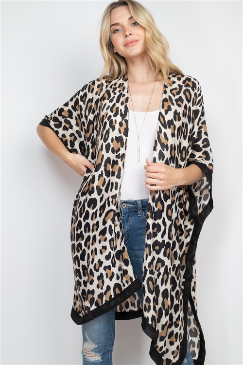 S30-1-1-MS0071BE - LEOPARD PRINT KIMONO BEIGE/6PCS