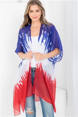 S19-10-3-MS0156-1 - TIE DYE AMERICAN FLAG KIMONO/1PC