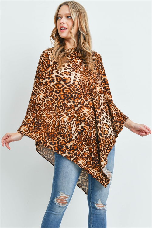S30-1-1-MS0165BR - ALL YEAR ROUND LEOPARD PONCHO BROWN/6PCS(NOW $3.75 ONLY!)