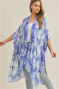 S30-1-1-MS0245BL - TIE DYE BOHO KIMONO - BLUE/6PCS (NOW $7.75)