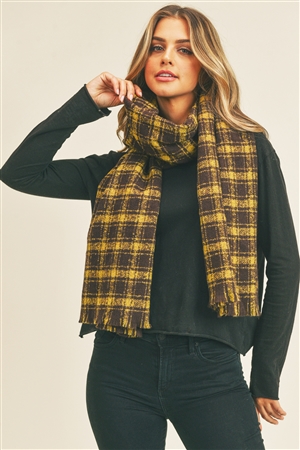 S17-2-4-MS0251BR-1 - PLAID LUREX OBLONG SCARF-BROWN/1PC (NOW $5.00 ONLY!)