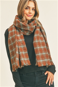 S19-10-4-MS0251RU-1 - PLAID LUREX OBLONG SCARF-RUST/1PC (NOW $5.00 ONLY!)