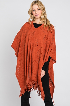S30-1-1-MS0319-RU - PAISLEY PATTERN FRINGE PONCHO-RUST/6PCS