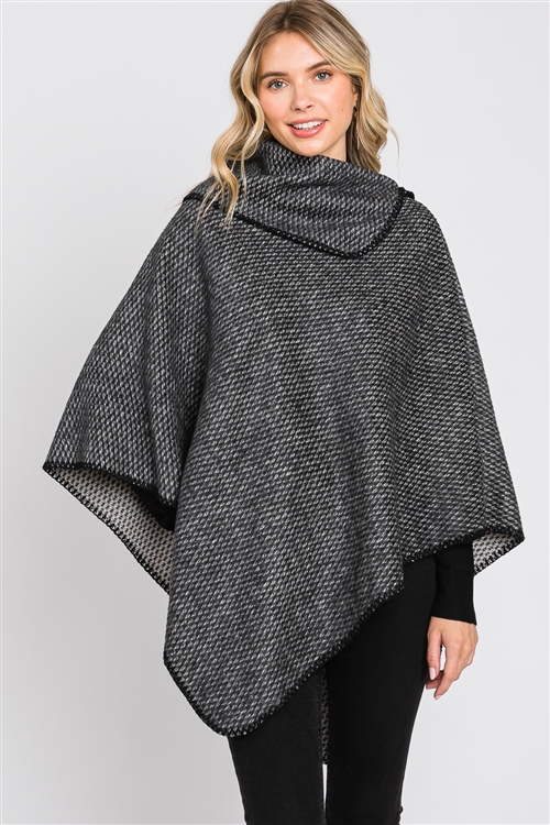 S30-1-1-MS0330-BK - SOLID TEXTURED NECK PONCHO
-BLACK/6PCS