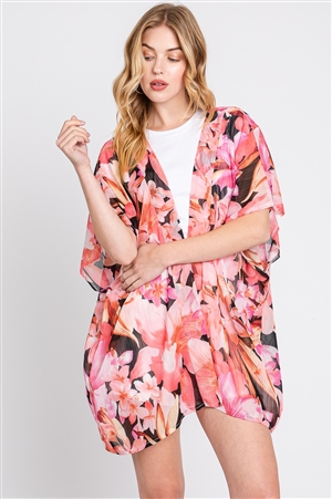 S30-1-1-MS0345-BK - FLORAL PRINT COVER-UP-BLACK/6PCS