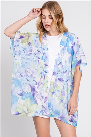 S30-1-1-MS0345-BL - FLORAL PRINT COVER-UP-BLUE/6PCS