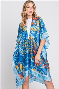 S30-1-1-MS0347-BL - HAND DRAWN WATERCOLOR FLOWER KIMONO-BLUE/6PCS