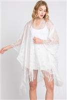 S30-1-1-MS0361-WH - FLORAL LACE KIMONO WITH TASSEL-WHITE/6PCS