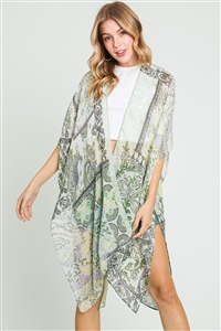 S30-1-1-MS0371-LM - PAISLEY FLOWER PRINT KIMONO-LIME/6PCS