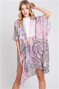 S30-1-1-MS0371-PK - PAISLEY FLOWER PRINT KIMONO-PINK/6PCS