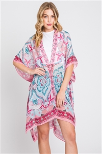 S30-1-1-MS0376-PK - ABSTRACT PAISLEY PRINT KIMONO
-PINK/6PCS