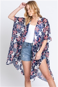 S30-1-1-MS0381- - AMERICAN FLAG STAR PRINT KIMONO/6PCS