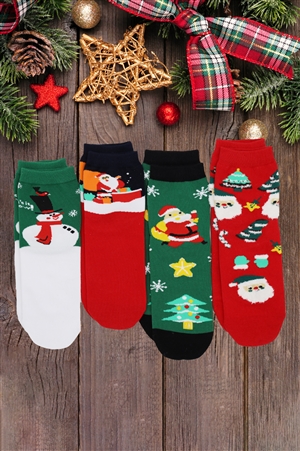 S30-1-1-SS1008-XMAS - CHRISTMAS SOCKS SET 12PAIRS ( 4 DESIGN 3 PAIRS EACH )-CHRISTMAS/12PCS