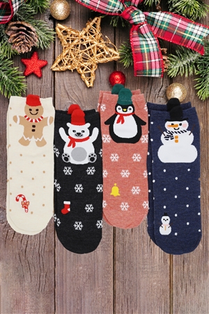 S30-1-1-SS1009-XMAS - CHRISTMAS SOCKS SET 12PAIRS ( 4 DESIGN 3 PAIRS EACH )-CHRISTMAS/12PCS