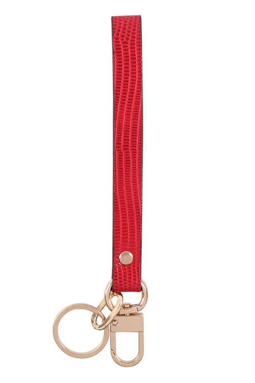 S21-4-4-MK427-1RED-RED SNAKESKIN LOOP BAND KEYCHAIN/6PCS