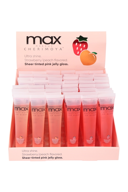 S26-3-5-MLC8305-P - STRAWBERRY & PEACH MAX LIP GLOSS ULTRA SHINE SHEER TINTED PINK JELLY/48PCS