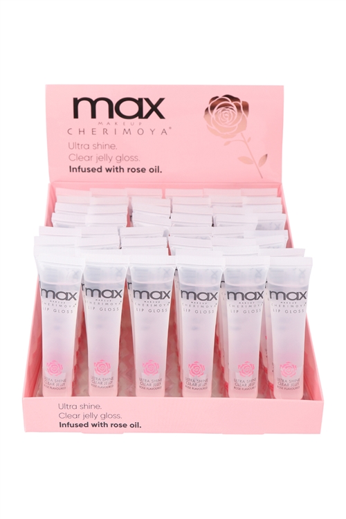 S26-3-5-MLRS8436-P - ROSE OIL MAX LIP GLOSS ULTRA SHINE CLEAR JELLY GLASS/48PCS