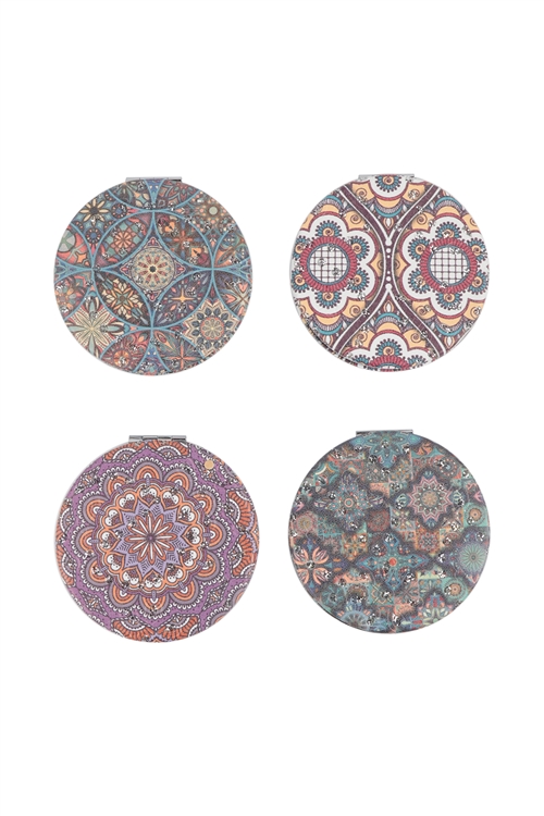 S1-7-2-MM010 - COMPACT MIRROR SET MOROCCAN ACCENT-MULTICOLOR/12PCS