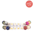 S23-11-1-MMB3769DMT - "MAMA" & "ME" GLASS BEADS STRETCH BRACELET-DARK MULTICOLOR/6PCS