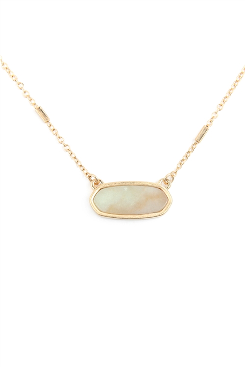 S17-10-3-MN3045WG-AMZ- AMAZONITE SEMI PRECIOUS OVAL STONE NECKLACE/1PC