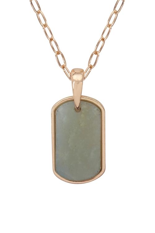 S1-1-3-MN3068AMZ - SEMI STONE TAG PENDANT NECKLACE-AMAZONITE/6PCS