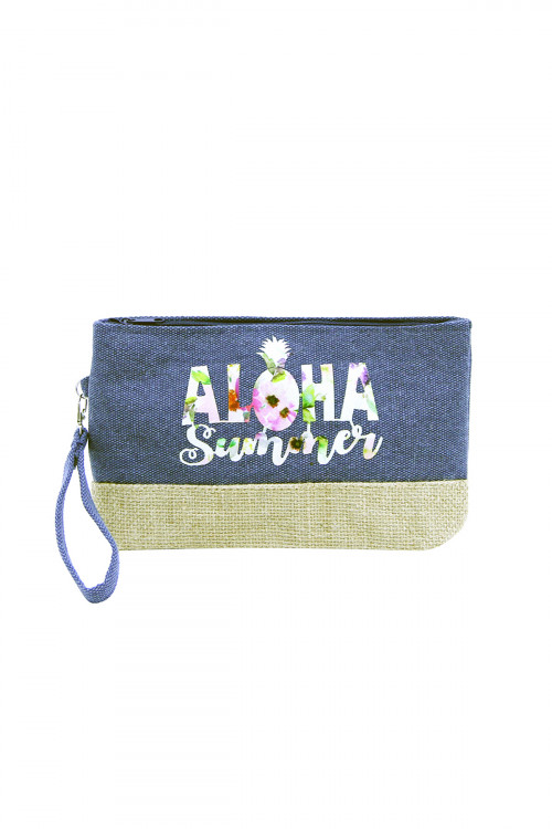 SA3-3-5-MP0011BL BLUE BEACH BAG POUCH ALOHA SUMMER/6PCS