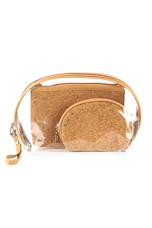 S26-9-3-MP0076 - CORK AND CLEAR 3PCS POUCHES /6PCS