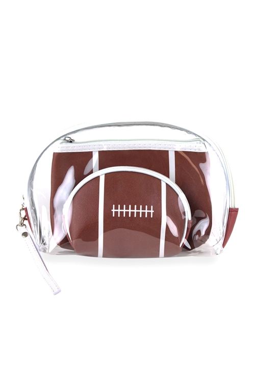 S23-13-3-MP0109 - FOOTBALL AND CLEAR 3PCS POUCHES /6PCS