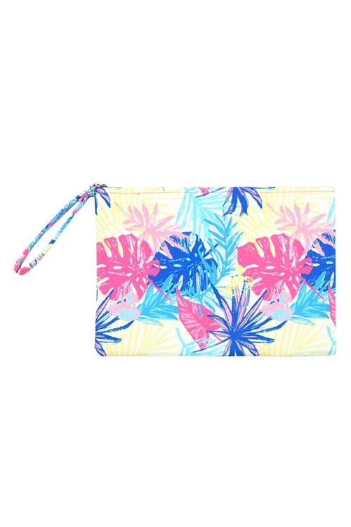 S27-9-2-MP0118 HAND DRAWN TROPICAL LEAVES POUCH/6PCS