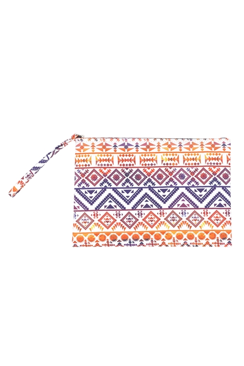 S30-1-1-MP0122NV-RD- COLORFUL TRIBAL POUCH-NAVY RED/6PCS (NOW $1.75 ONLY!)