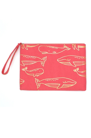 S30-1-1-MP0171CO - GOLD FOIL WHALE POUCH-CORAL GOLD/6PCS