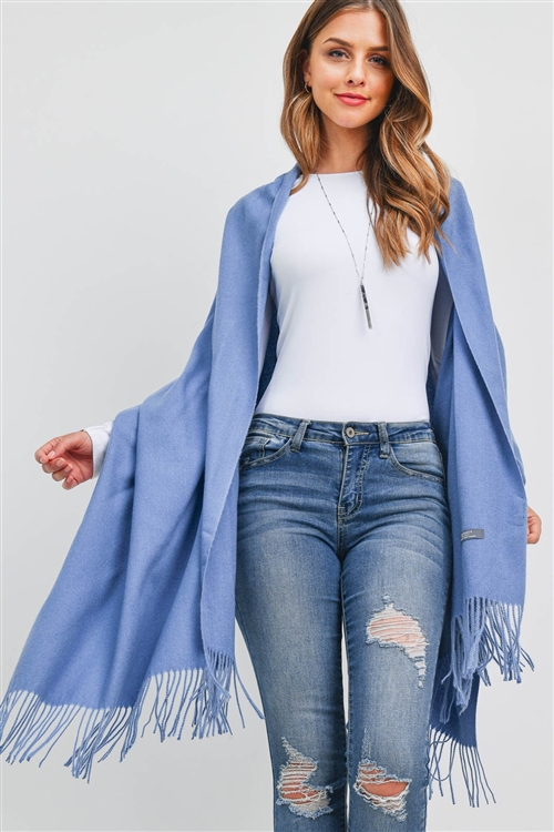 S19-9-2-MI-MS0077DB-1 - SUPER SOFT SOLID CASHMERE FEEL SCARF VISCOSE - DUSKY BLUE/1PC