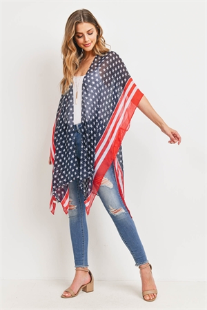 S30-1-1-MS0113-STRIPE TRIM AMERICAN FLAG KIMONO /6PCS