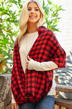 S30-1-1-MS0139RD - BUFFALO PLAID INFINITY SCARF - RED/6PCS (NOW $3.50 ONLY!)