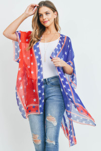 S30-1-1-MS0158 - STAR TRIM AMERICAN FLAG KIMONO - USA/6PCS