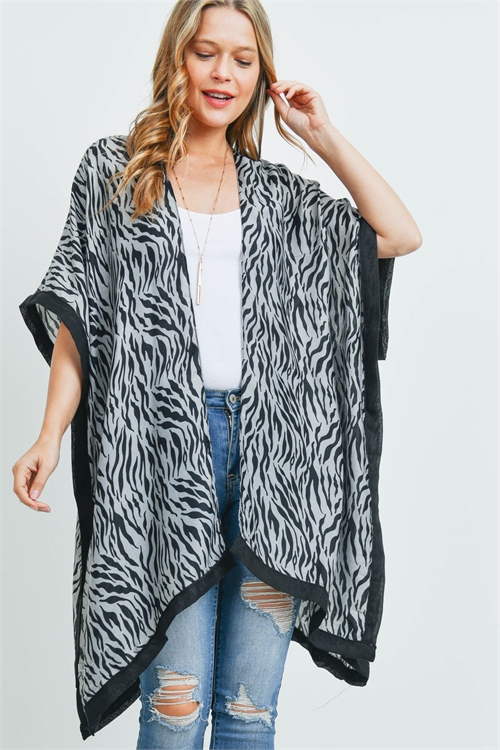 S29-3-1-MS0159GR - TIGER BLACK TRIM KIMONO GREY/6PCS