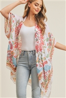 S30-1-1-MS0178BE-CO- BOHEMIAN PRINT KIMONO BEIGE CORAL/6PCS