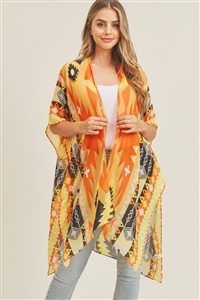 S26-5-2-MI-MS0218YE - TRIBAL PATTERN KIMONO - YELLOW/6PCS