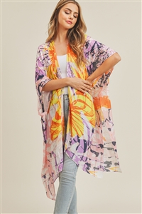 S28-1-2-MS0242YE-1 - BIG FLOWER KIMONO - YELLOW/1PC