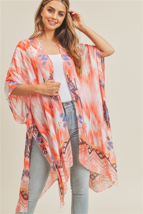 S30-1-1-MS0245PK - TIE DYE BOHO KIMONO - PINK/6PCS (NOW $7.75)