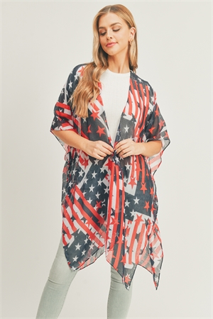 S30-1-1-MS0274 - AMERICAN FLAG KIMONO-NAVY/6PCS