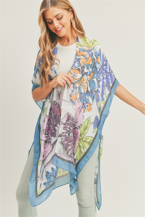 S30-1-1-MS0276NV - FLORAL PRINT KIMONO-NAVY/6PCS