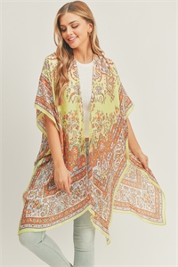 S30-1-1-MS0279GN - BOHO PRINT KIMONO-GREEN/6PCS