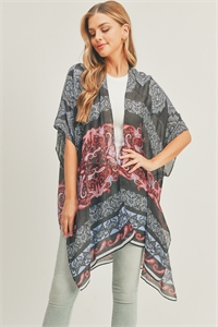 S30-1-1-MS0281BK - BOHO AND PAISLEY PRINT KIMONO-BLACK/6PCS